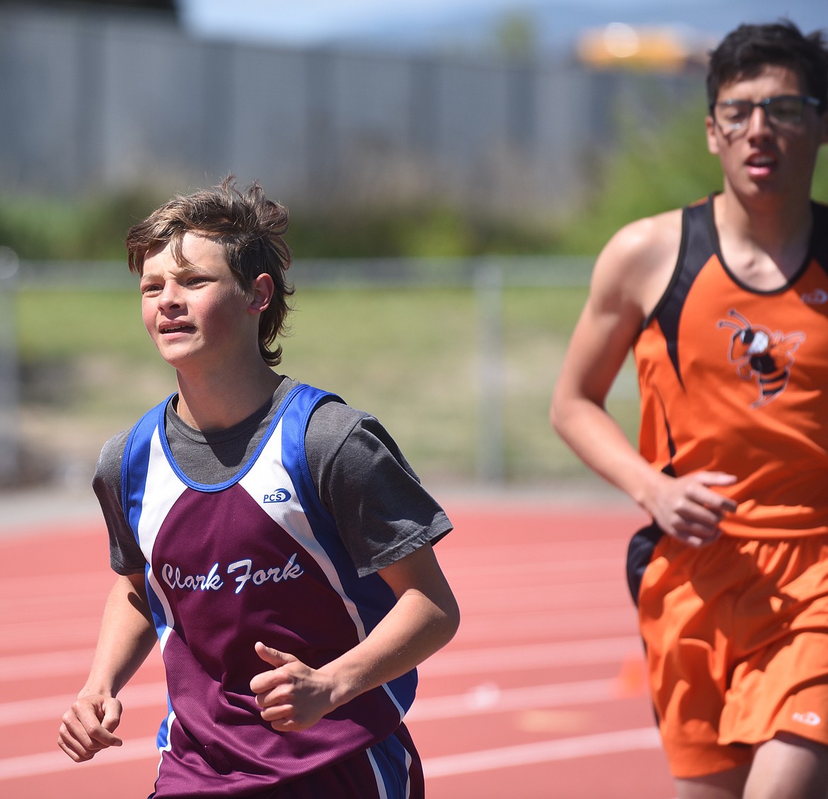 Clark Fork sophomore Allen Ryan, shown here in the 1,600-meter run at last week’s Class C divisional, placed seventh in the 3,200 to qualify for this weekend’s state meet. Ryan set a personal record in the 3,200. (Scott Shindledecker/Mineral Independent)