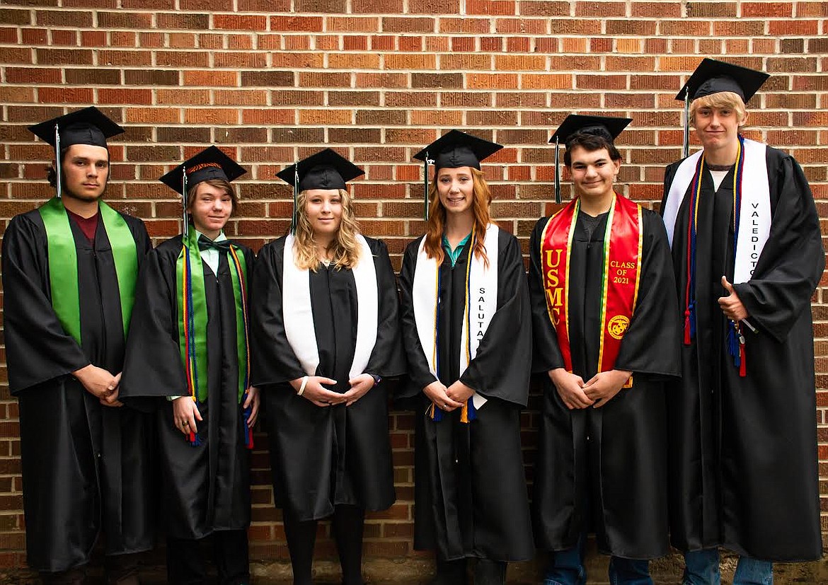 Here are the St. Regis High School class of 2021 graduates, from left, AJ Jermyn, Jakob Lohman, Elizabeth Nelson, Grace King, Xavier Milton and Andrew Sanford. (Photo courtesy Tamara Durovey)