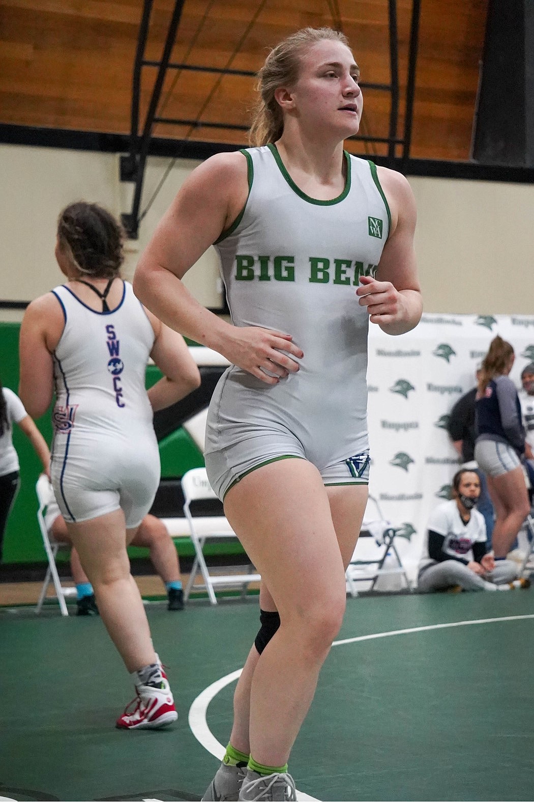 Big Bend's Avery Ackerman steps onto the mat at the Junior College National Championship in Roseburg, Oregon on Friday. May 14.