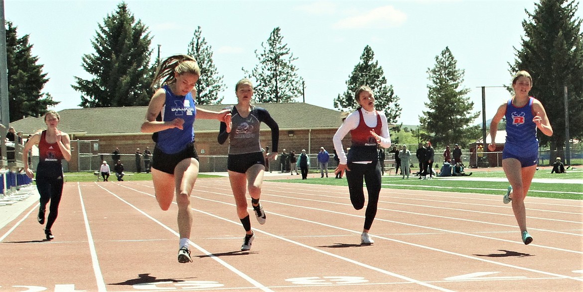 Sydney Brander of Mission wins the 200 meters at the Western B divisional meet at Missoula. (Courtesy of Daisy Adams)