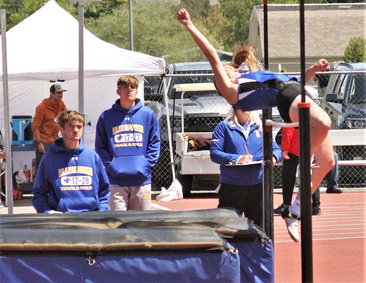 Sydney Brander of Mission competes in the high jump at the Western B divisional meet at Missoula. (Courtesy of Daisy Adams)