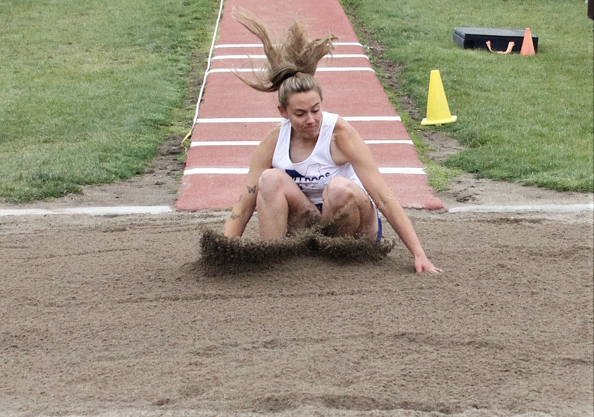 Sydney Brander of Mission competes in the long jump at the Western B divisional meet. (Courtesy of Daisy Adams)