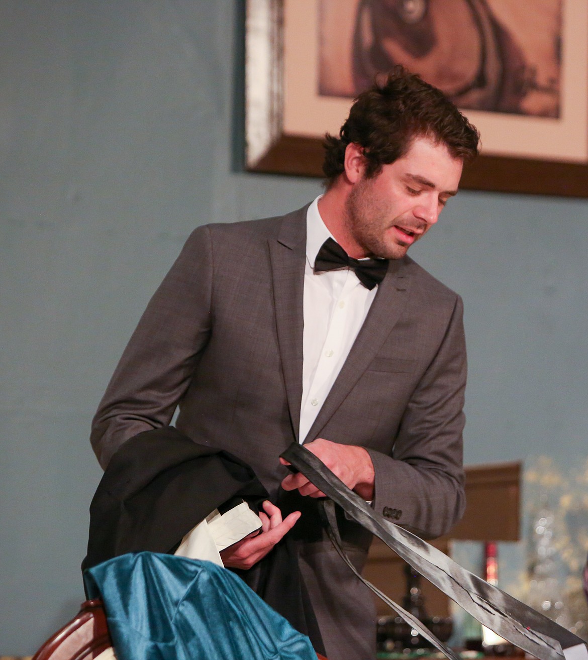 Farmer Roseburg plays Fred the butler in “Present Laughter” opening Friday evening.
