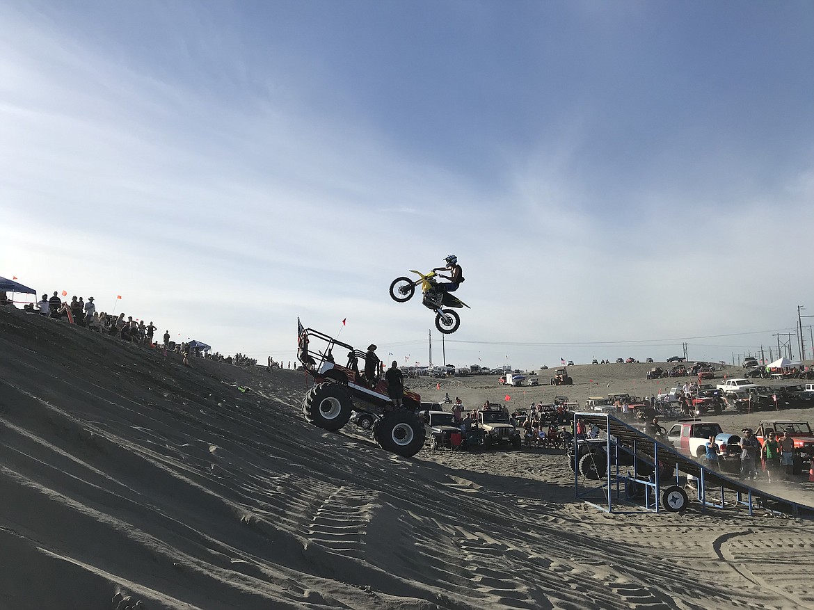 A motorbike catches some air Memorial Day weekend 2019. The Sand Scorpions Memorial Weekend Off Road Bash returns this weekend.