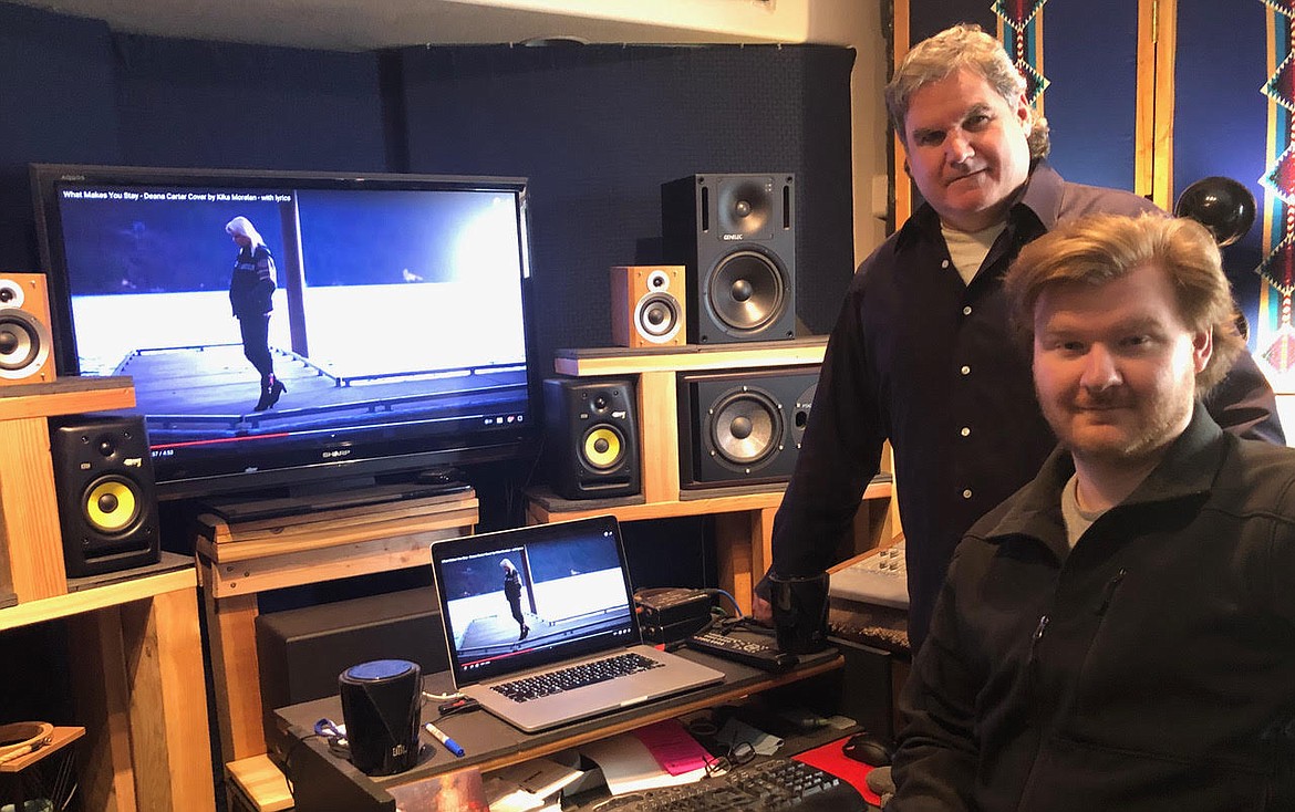 Michael Lewis and Jordan Lewis of Hayden are seen here with their music and editing equipment as they work on Kika Morelan's new music videos.