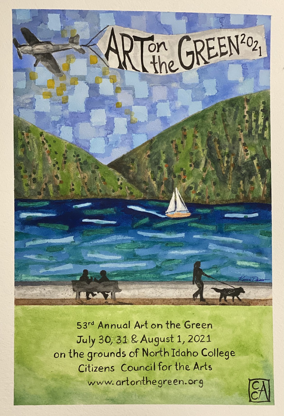 Karin Austin's watercolor depicting a lake view was chosen as the winning poster for this year's Art on the Green, which runs July 30, July 31 and August 1 on the North Idaho College grounds. (Courtesy Citizens' Council For The Arts)