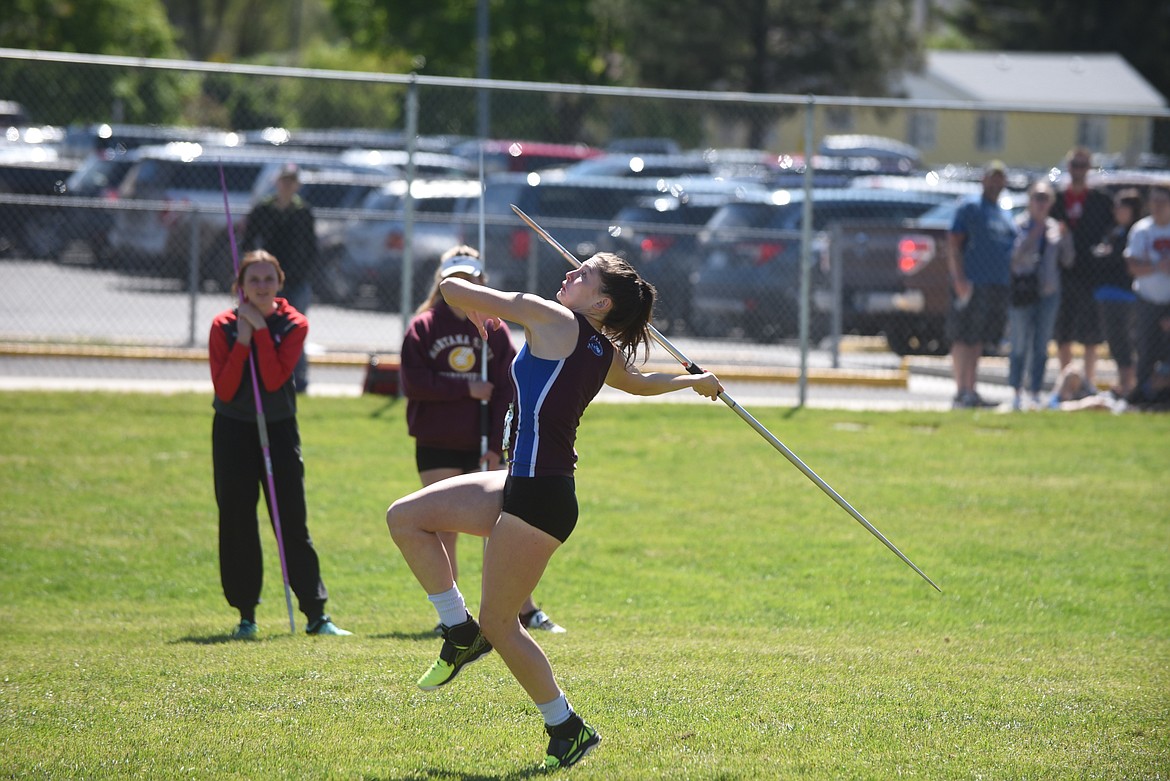 Clark Fork junior Sorren Reese won the Montana Class C state title in the javelin with a throw of 128 feet, 3 inches. Reese took home a total of three medals after placing in both relays. (Scott Shindledecker/Mineral Independent)