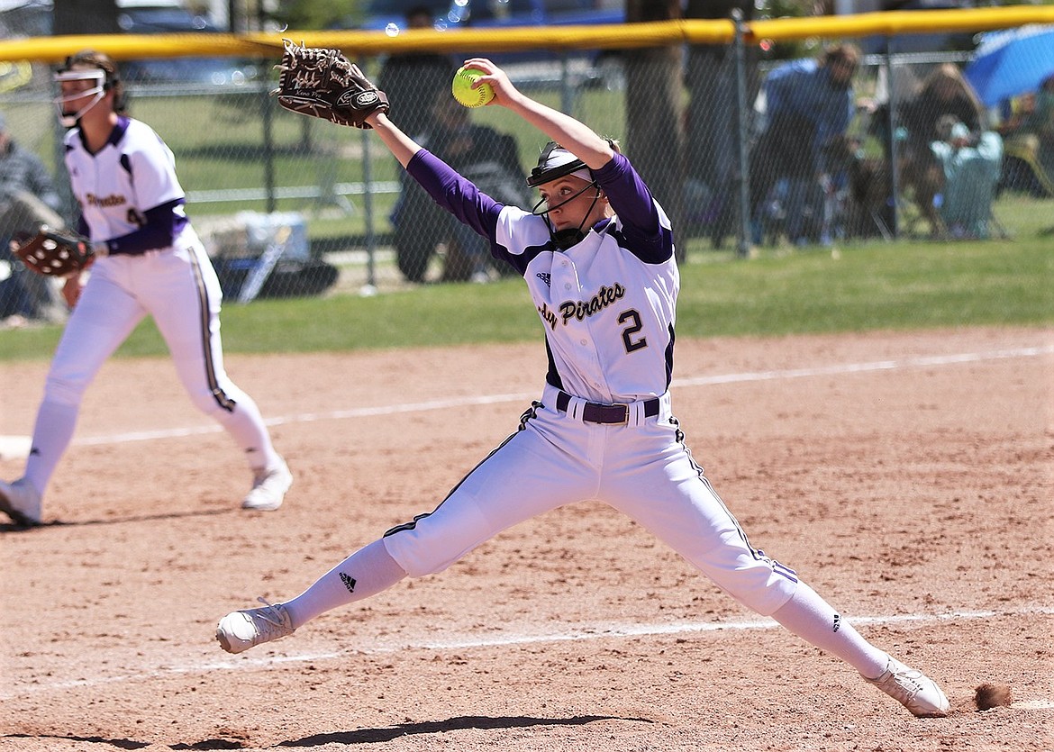 Katelyne Druyvestein fires a pitch against Fergus on Friday in Butte. (Courtesy of Bob Gunderson)