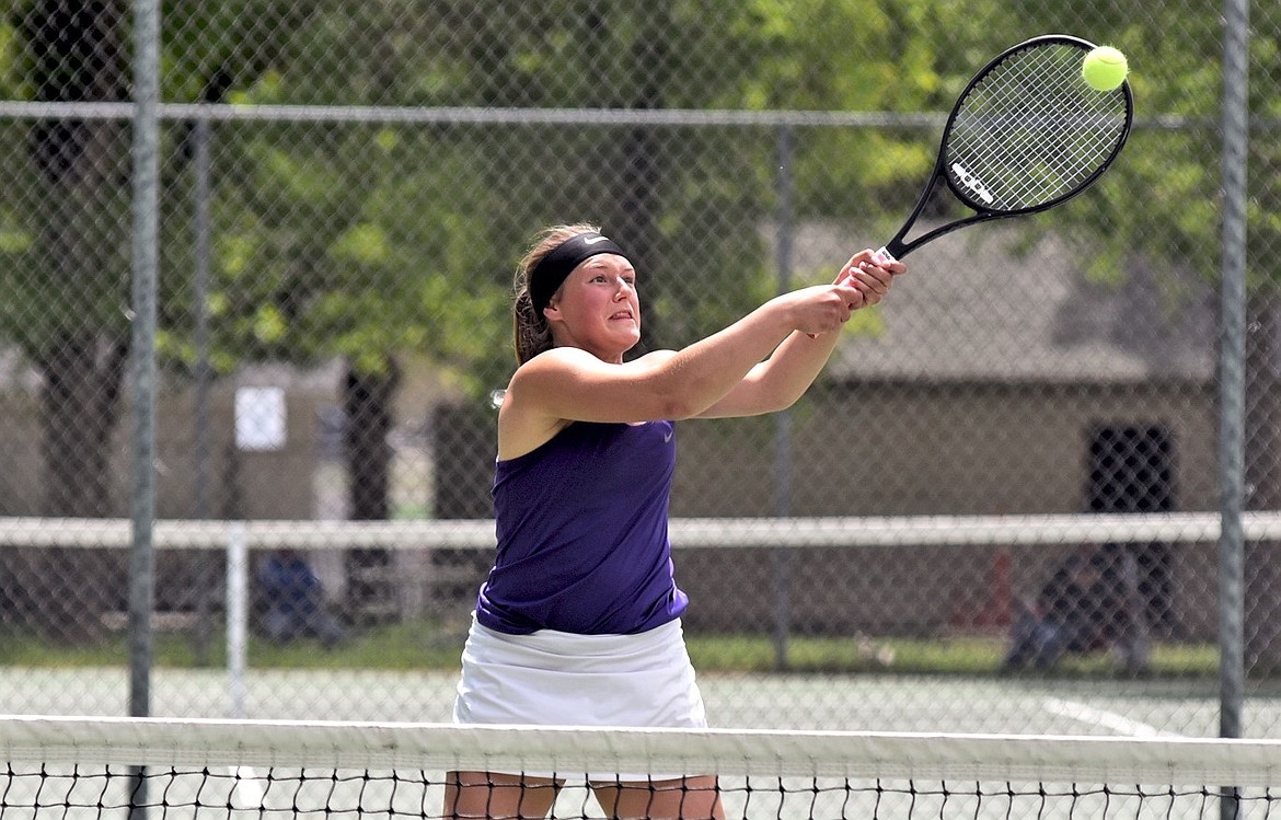 Berkley Ellis hits a shot during the state tournament at Billings. (Whitney England/Whitefish Pilot)