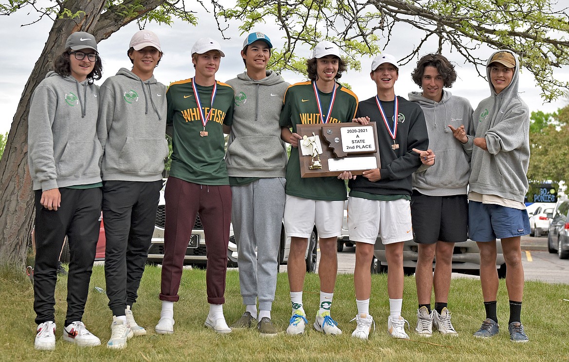 The Whitefish boys tennis team earns second place at the State A tennis tournament in Billings on Friday. (Whitney England/Whitefish Pilot)