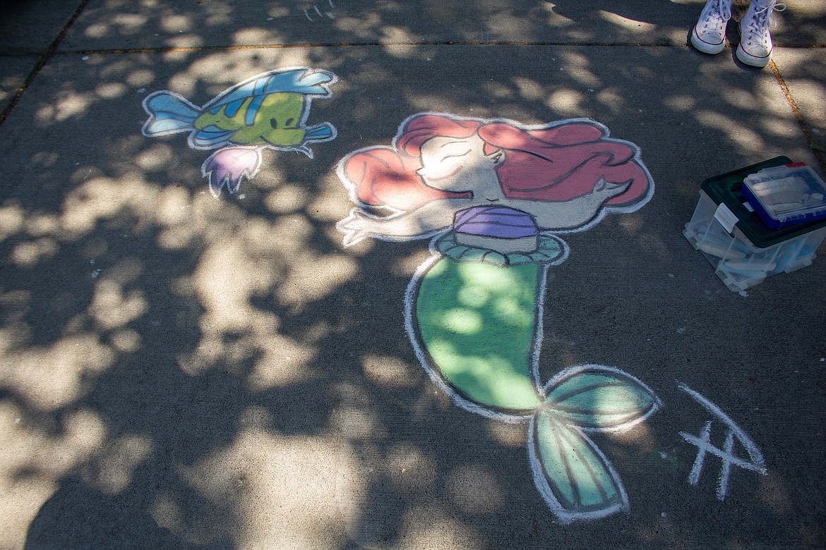 A drawing of Ariel inspired by the Disney animated movie, "The Little Mermaid," is just one of a number of Disney-themed chalk drawings Tessa Pyle has created this past year.