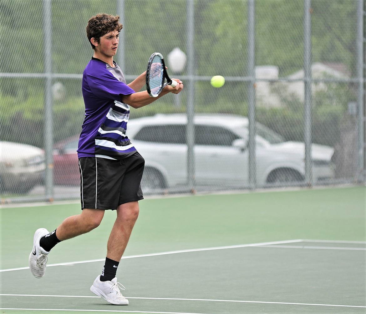 Polson senior Michael Smith (pictured) and freshman Torrin Ellis finished second at state in boys doubles. (Whitney England/Whitefish Pilot)