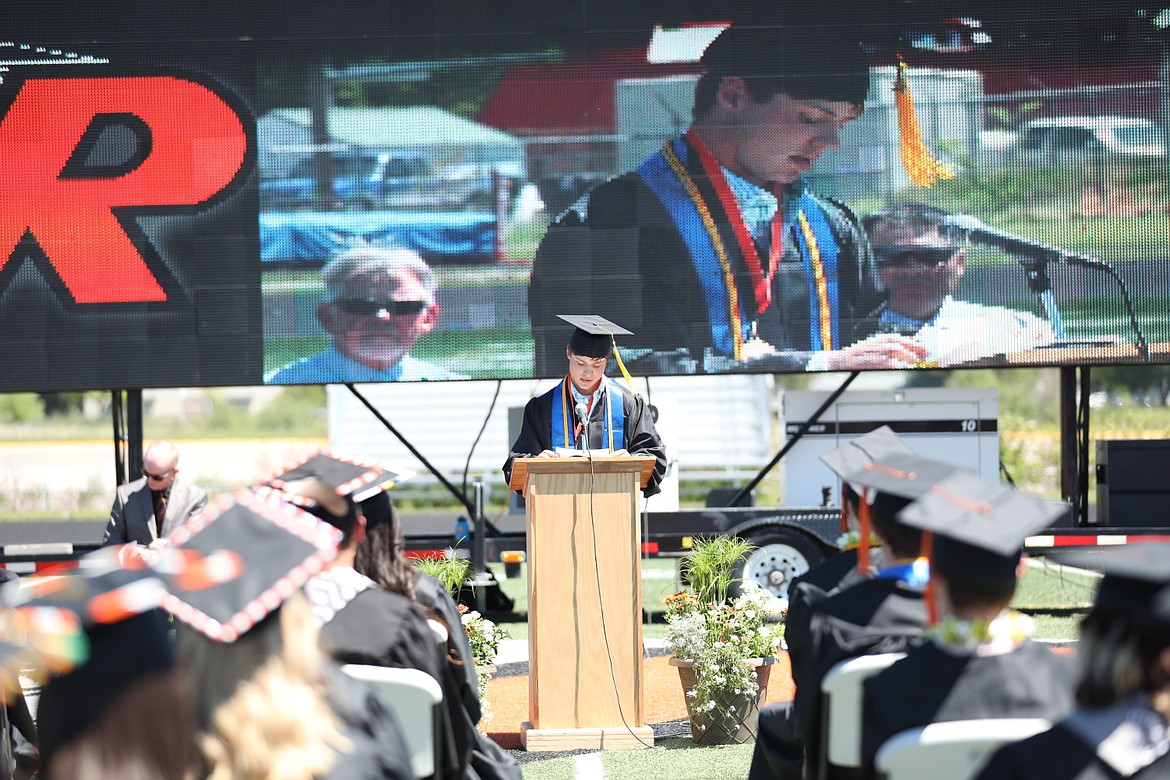 Salutatorian Tucker Lytton addresses the Ronan High School class of 2021 on Sunday. (Courtesy of Susan Lake)