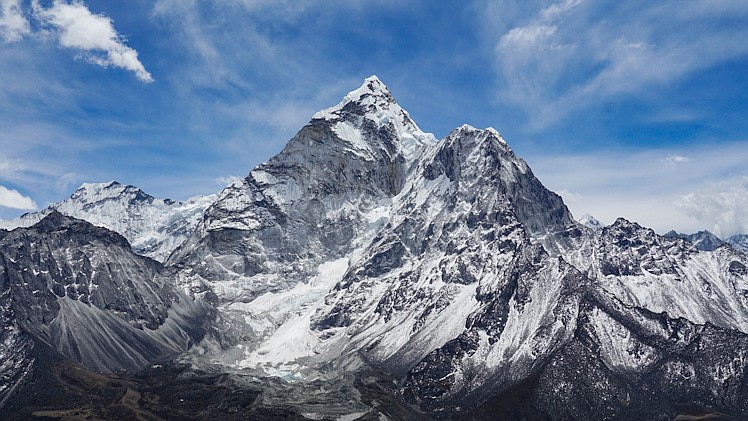 Mount Everest looms over the surrounding valley in Nepal. Flathead Valley golf pro Steve Stevens climbed the 29,029-foot peak in May. (Photo courtesy of Steve Stevens)