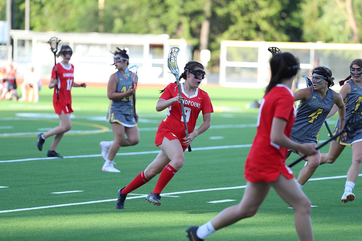 Audrey Anderson attacks during Friday's game.