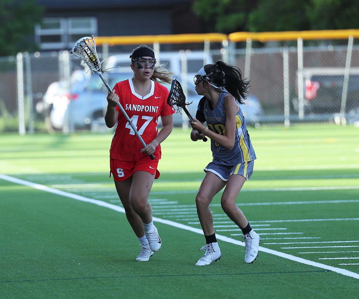 Laura Boge brings the ball upfield on Friday.