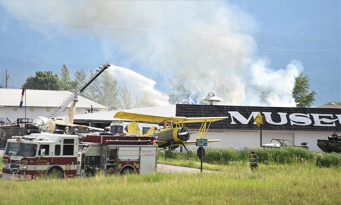 Fire response crews from Polson and beyond responded to a structure fire at the Miracle of America Museum in Polson around 9 a.m. Friday. (Scot Heisel/Lake County Leader)
