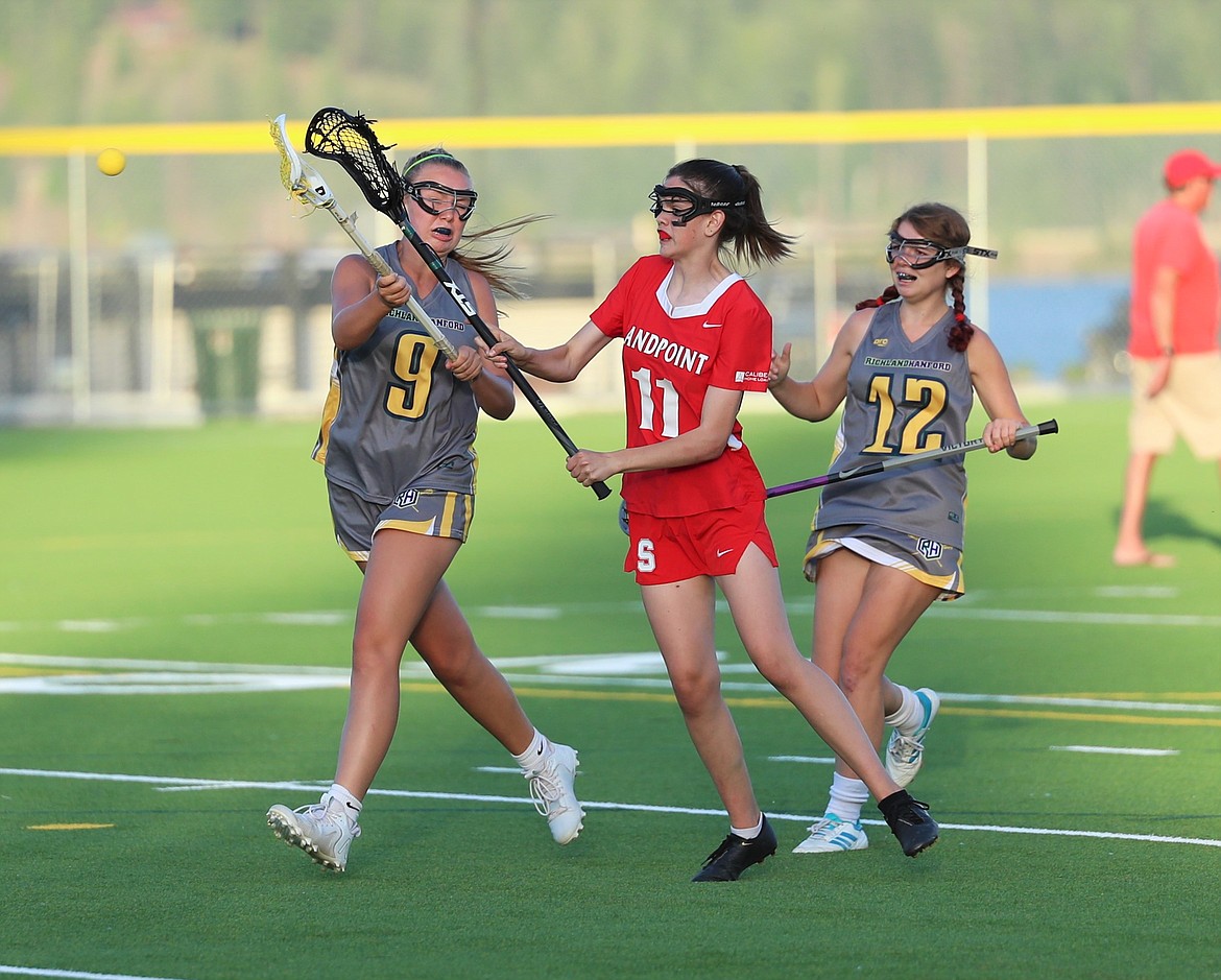 Rowan Davis shoots and scores a goal on Friday at War Memorial Field.