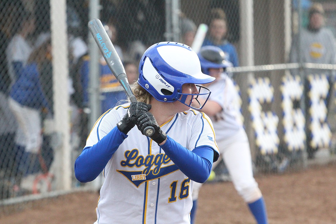 Taylor Munro waits for a pitch during a Lady Loggers game in April. (Will Langhorne/The Western News)