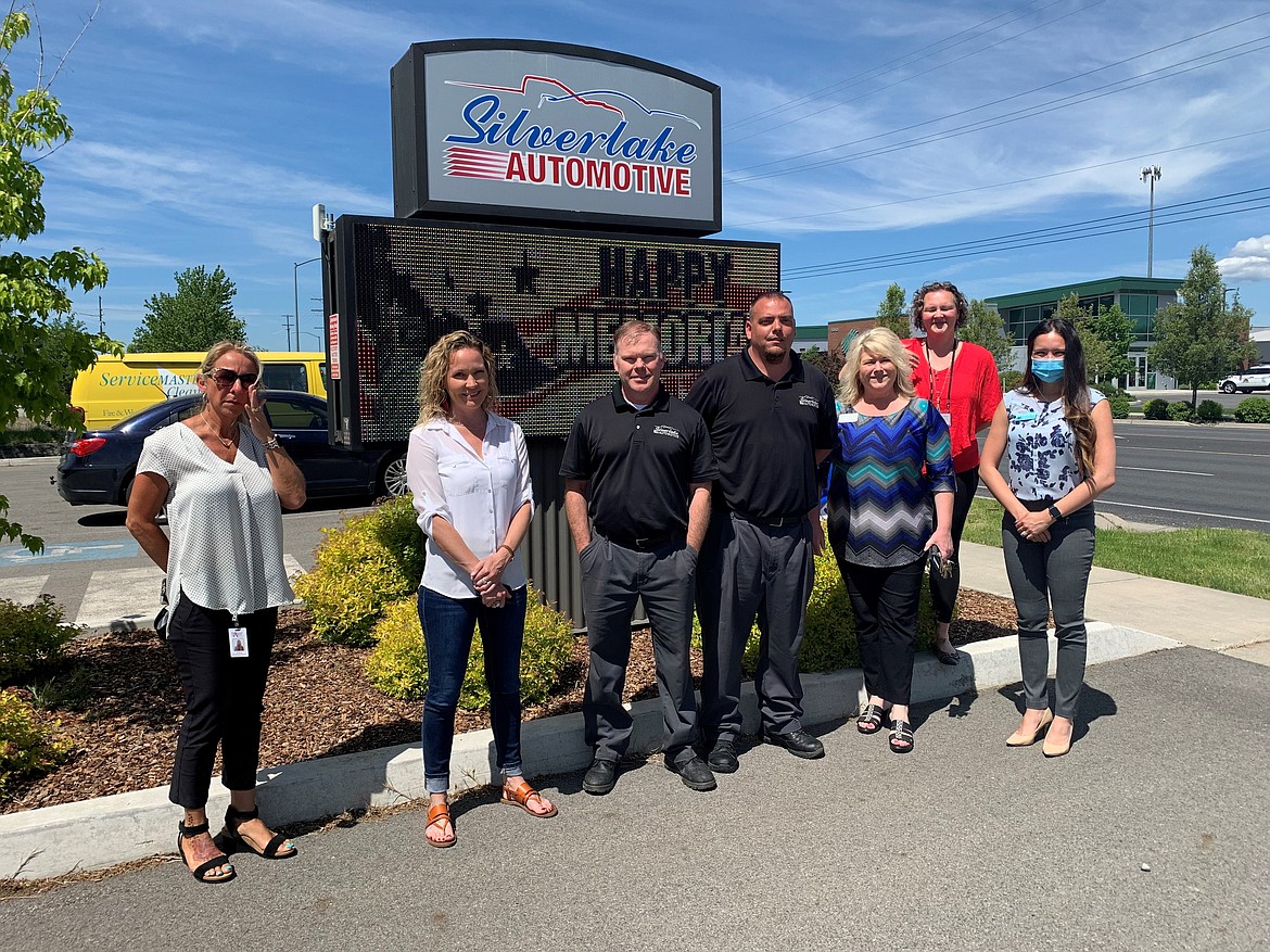 Post Falls Chamber of Commerce June Member of the Month: Silverlake Automotive, 3380 E. Mullan Ave., Post Falls. Pictured with members of our Ambassador Committee.