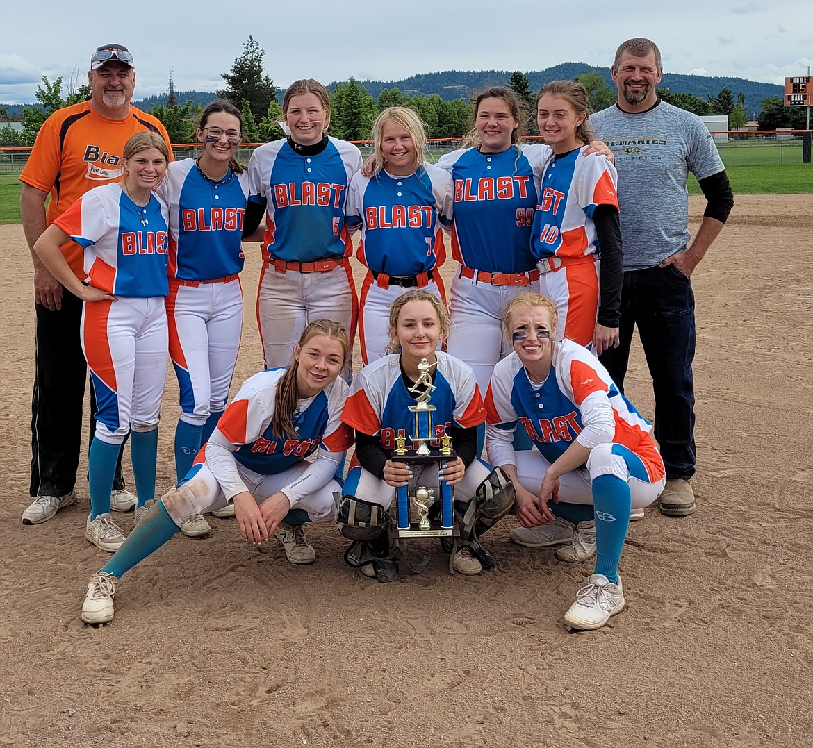 Courtesy photo
The Blast 16U softball team played in the Coeur d'Alene Crush fastpitch tournament June 4-6. They went 4-1 and placed third in the Gold Bracket. In the front row from left is Harley See, Sophie Solberg and Emma Marchand; second row from left, Alycia Cameron, Cienna Walls, Taci Watkins, Olivia Staudinger, Sophie Nungesser and Emma Aldrich; and back row from left, coaches Tony Walls and Laneo Watkins. Not pictured is Lexi McCurdy.