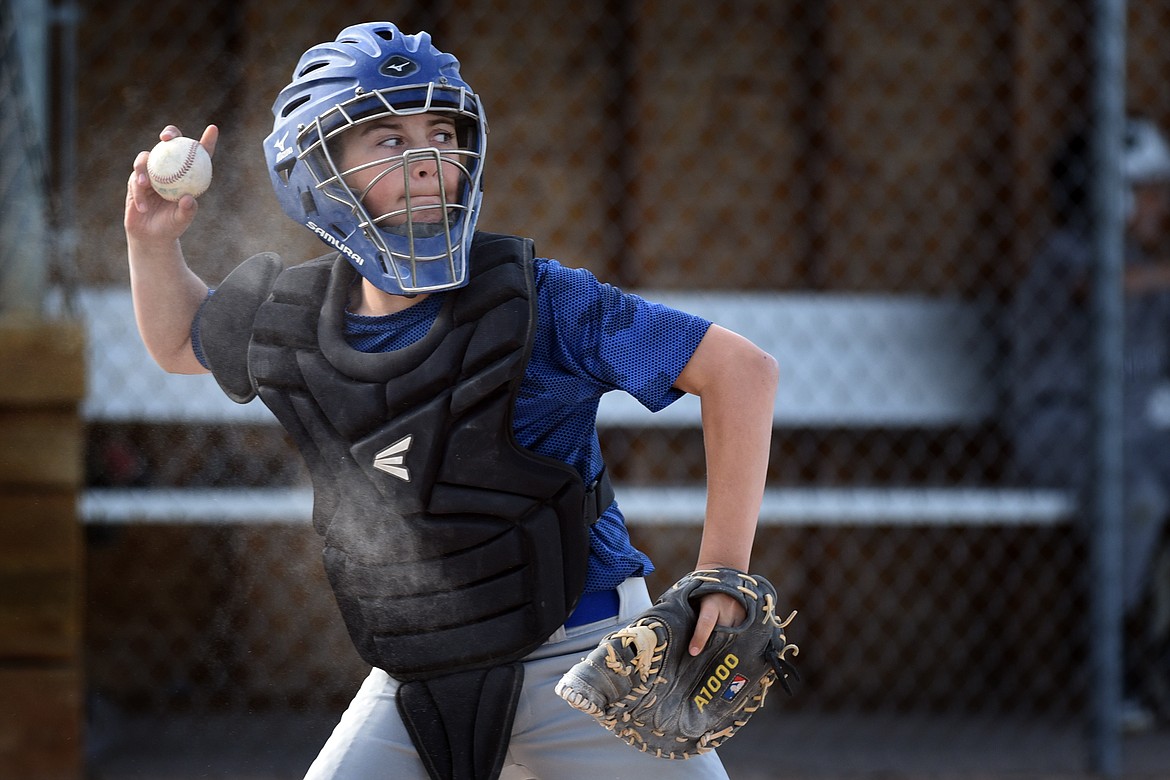 Hayden Mayer makes a throw to second during action against Whitefish Monday.
Jeremy Weber/Bigfork Eagle