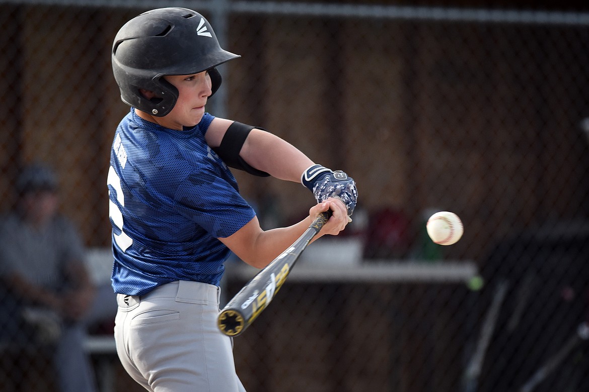 Quinn Kerr takes a swing in the fifth inning against Whitefish Monday.
Jeremy Weber/Bigfork Eagle