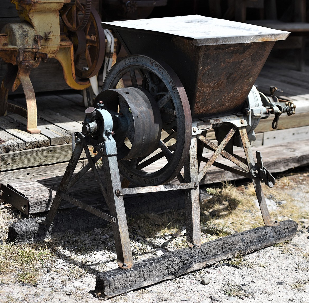 Some pieces of equipment burned in the fire could be restored with a bit of cleaning and replacement of wooden parts. (Scot Heisel/Lake County Leader)