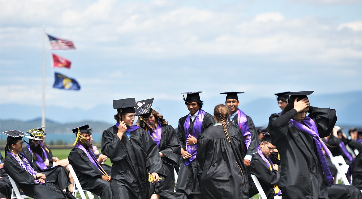 Graduates make their way toward the stage to receive their diplomas. (Scot Heisel/Lake County Leader)