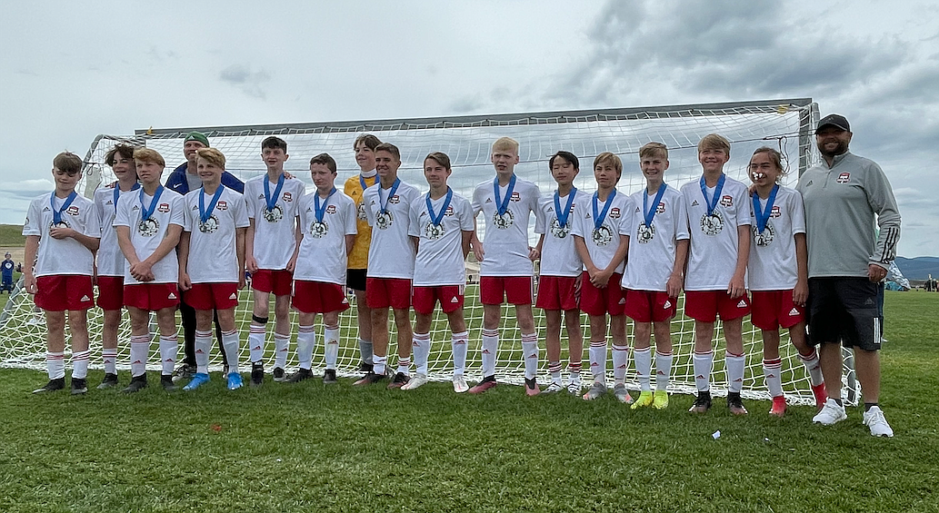 Courtesy photo
The Timbers North FC 07 Boys Red soccer team won the 3 Blind Refs tournament last weekend in Kalispell, Mont. On Saturday the Timbers beat Flathead Rapids Black 7-0. Nathan Simon scored 3 goals, Ronan Sternberg scored 3 goals and Phil Du scored 1 goal. Later that day the Timbers beat Flathead Valley United Green 5-0. Keaton Gust scored 4 goals and Mason Thaxton scored 1. In the championship game on Sunday, the Timbers beat Sandpoint  2-0. Nathan Simon and Corbin Blair each scored 1 goal. From left are Corbin Blair, Ben Crabb, Ronan Sternberg, coach Landon Anderson, Liam Martin, Nathan Simon, Mason Thaxton, Lucas Ruchti, Zack Kerns, Keaton Gust, Sawyer Anderson, Phil Du, Ryland Brandt, Bryton Coburn, Cody Kemp, Maddox Le and coach Matt Ruchti.