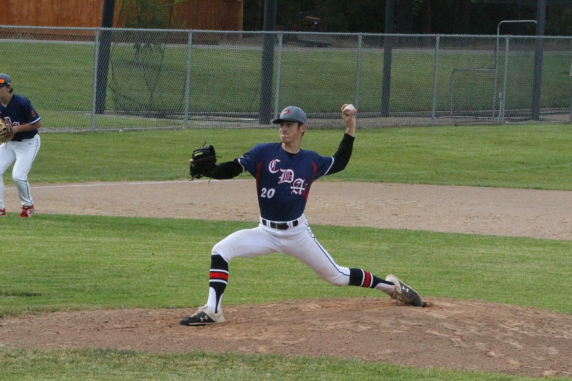 JASON ELLIOTT/Press
Coeur d'Alene Lumbermen pitcher Troy Shepard winds up for a pitch during the second inning of Wednesday's opening game against Lewis-Clark at Thorco Field.