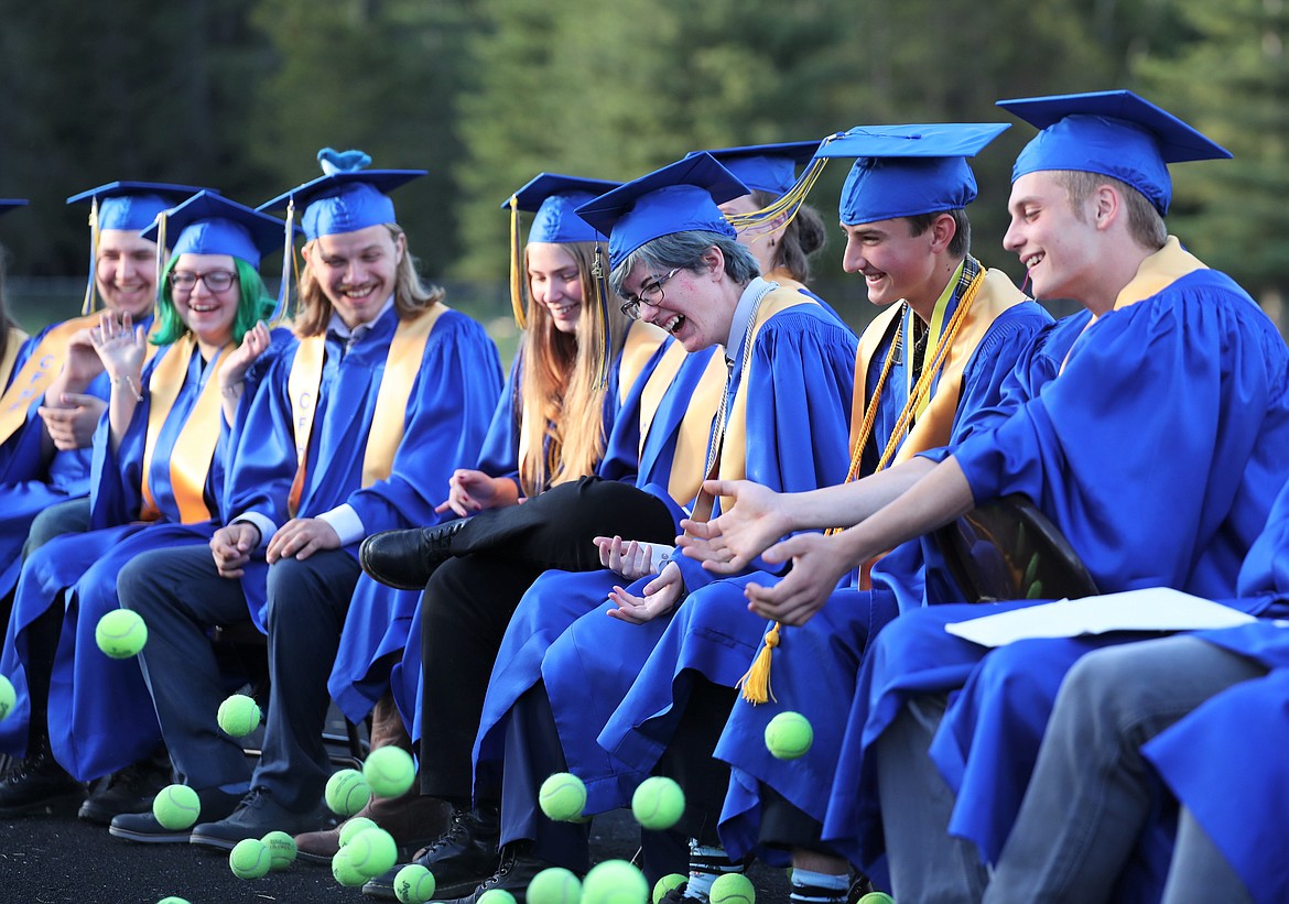 The CFHS Class of 2021 got quite the laugh after KC MacDonald dumped a box of tennis balls at the feet of the grads at the end of his speech.
