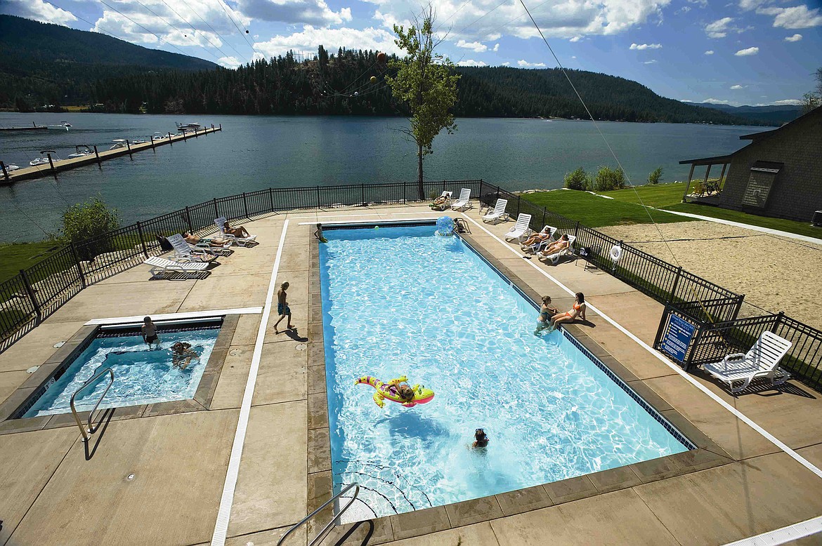 Vacationers and residents enjoy a year-round, heat swimming pool and spa at the Dover Bay Marina Village.