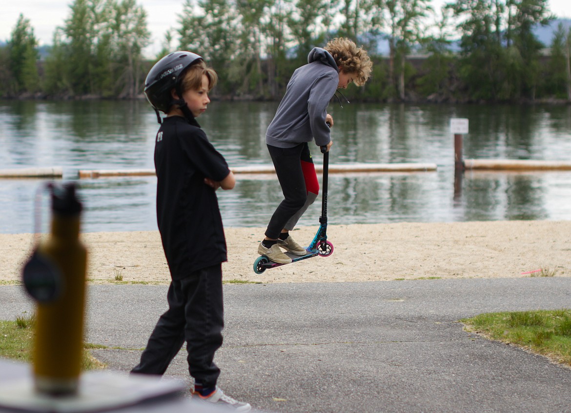 Children play at Friday's City Beach party for the Homeschool Academy.