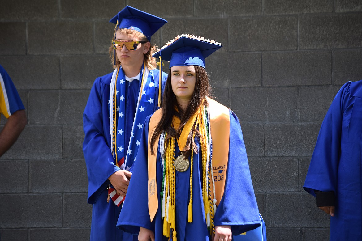 Wilson Creek High School Valedictorian Grace Bise and fellow graduate Landon Ribail stand at the conclusion of the school’s 2021 graduation ceremony on Saturday, June 12.