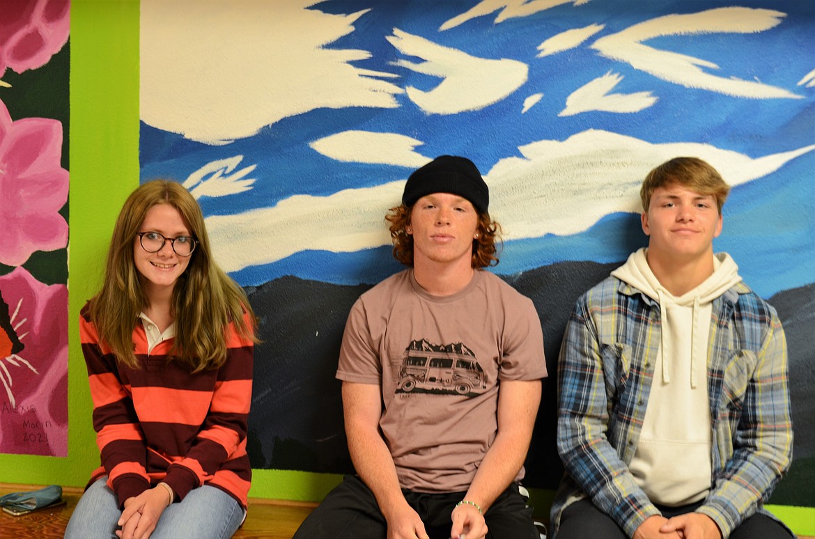 Learning to lead: From left, Lanie Keast, Bryce Umphrey and Canyon Sargent helped guide their teams to complete three community service projects in teacher Sara Keast's leadership class. Project management included writing plans and budgets, applying for and reporting on grants, supply acquisition and logistics. (Carolyn Hidy/Lake County Leader)