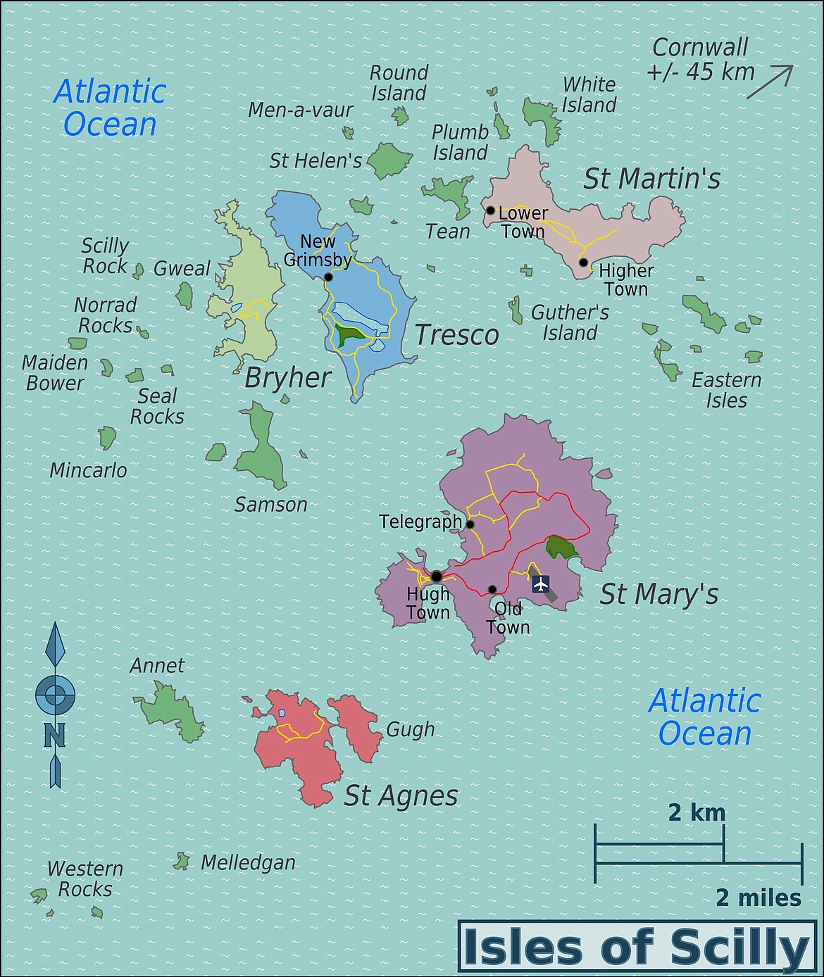 Gilstone’s Reef where the Scilly Isles naval disaster took place was in the Western Rocks, shown on this map on the lower left, southwest of St. Agnes Island.