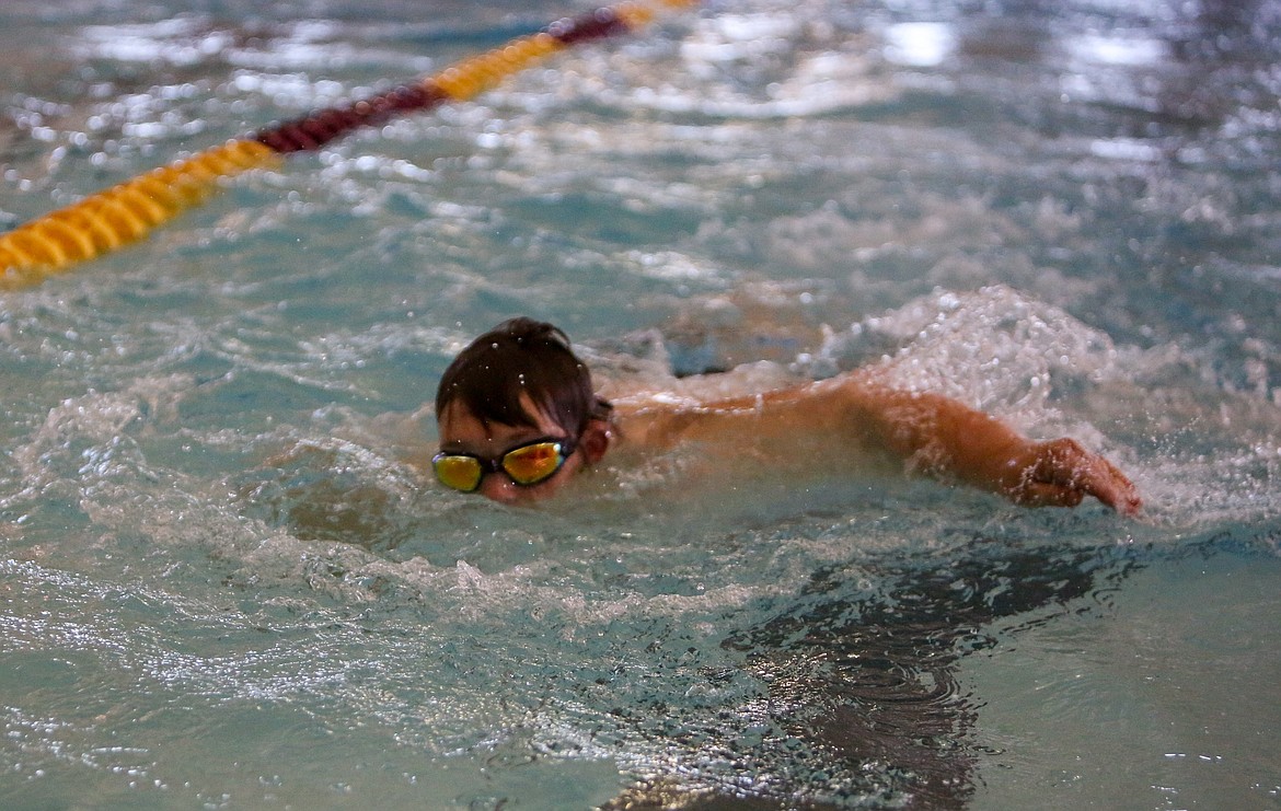 Moses Lake High School super senior Jared Grant competes in his final swim meet on Thursday afternoon after graduating this spring.