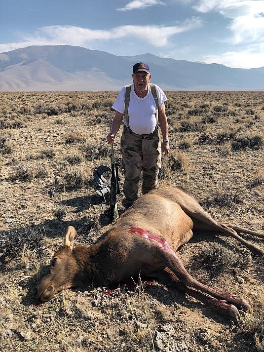 The look on his face says it all. John Cochran was elated to take this nice cow elk last fall at the age of 91, on his hunting trip to Leadore, Idaho. (Photos courtesy Lance Jasper)