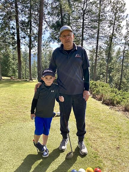 Courtesy photo
James Harrington, left, and his grandfather Pat Harrington at The Highlands Golf Course in Post Falls. James, 6, notched his first hole-in-one during a round on May 1 at The Highlands.