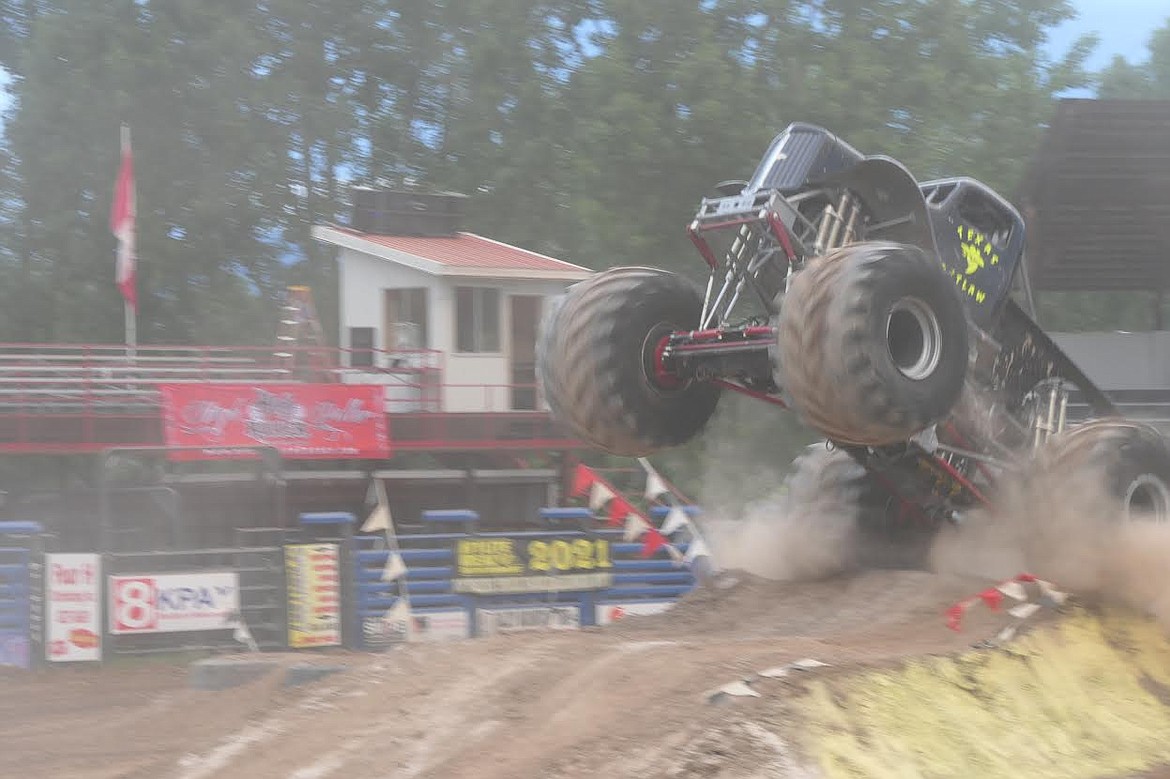 Texas-based Hylite Real Entertainment put on a entertaining show last weekend for the fans at the Sanders County Fairgrounds with its monster truck show in Plains.  The shows were the first of several planned for this summer, including in Idaho, New Mexico, Wyoming, Texas, Louisiana and Oklahoma. (Adam Linsday/Valley Press)