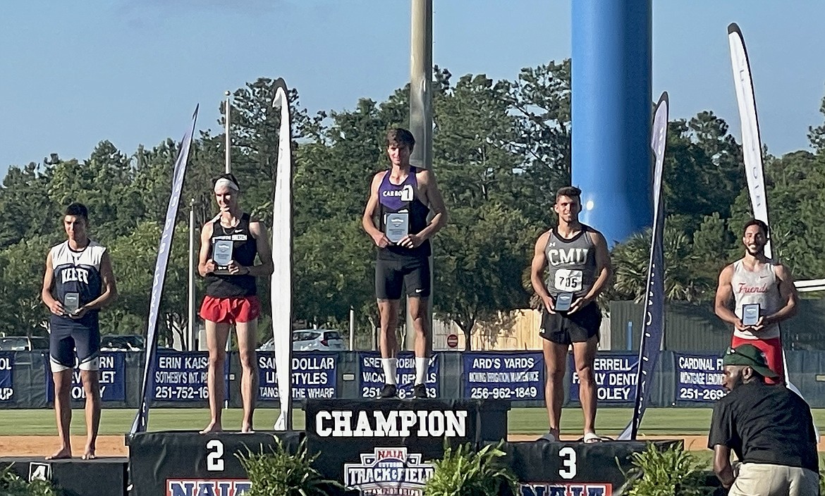 Carroll College's Lee Walburn becomes a national champion in the decathlon event at the NAIA Men's Outdoor Track and Field National Championships in Alabama on May 26-28. (Courtesy photo)