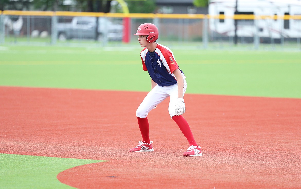 Brady Newhart looks to steal a base on Saturday.