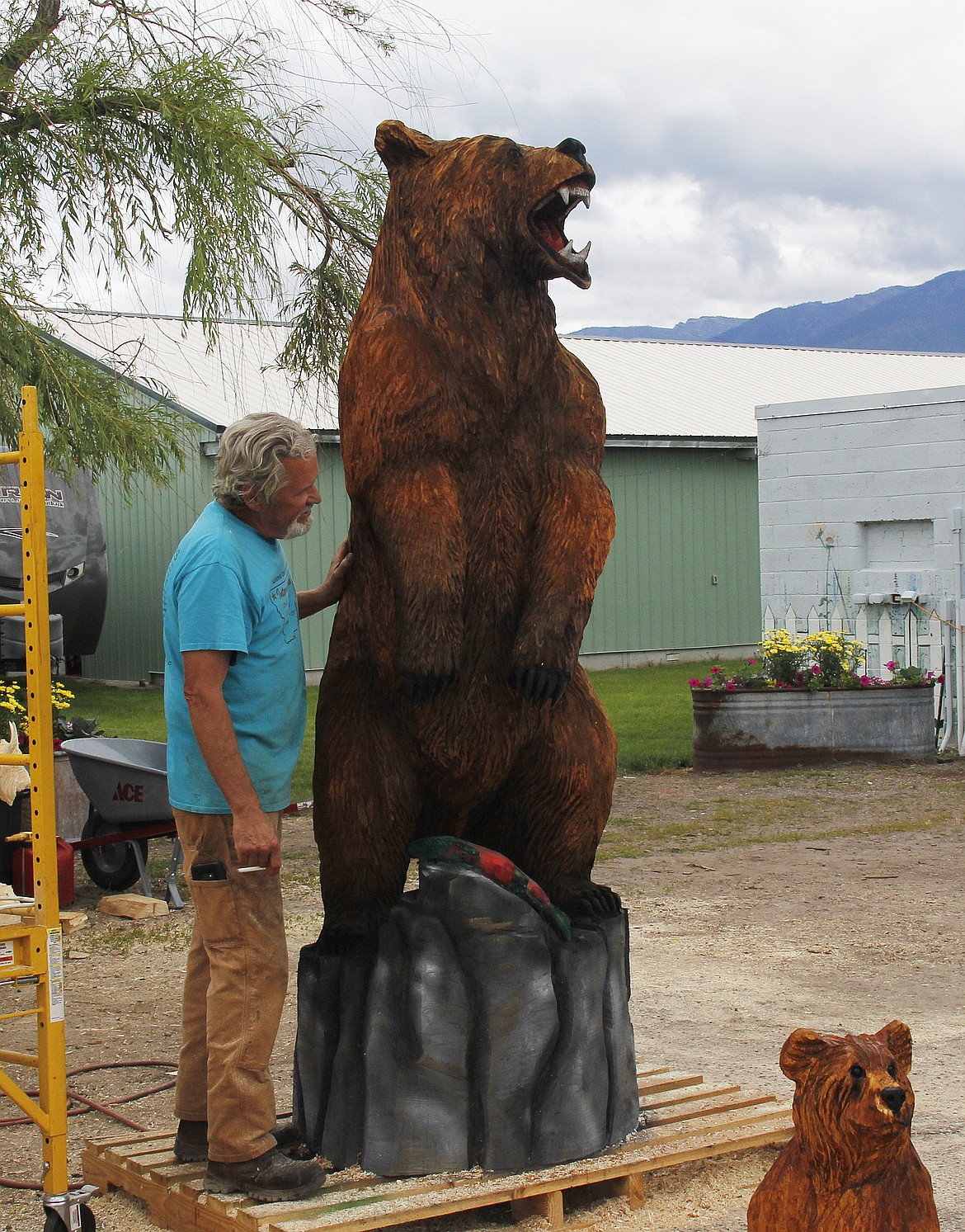 Todd Coats of Bigfork carved his way to glory last weekend, winning first prize at the Ronan Chainsaw Rendezvous. His grizzly bear sculpture brought in $3,800 at Sunday's auction, purchased by Stella's Bakery and Deli. A portion of the funds go back to the community through the contest sponsor, the Ronan Area Chamber of Commerce. (Courtesy of Susan Lake)