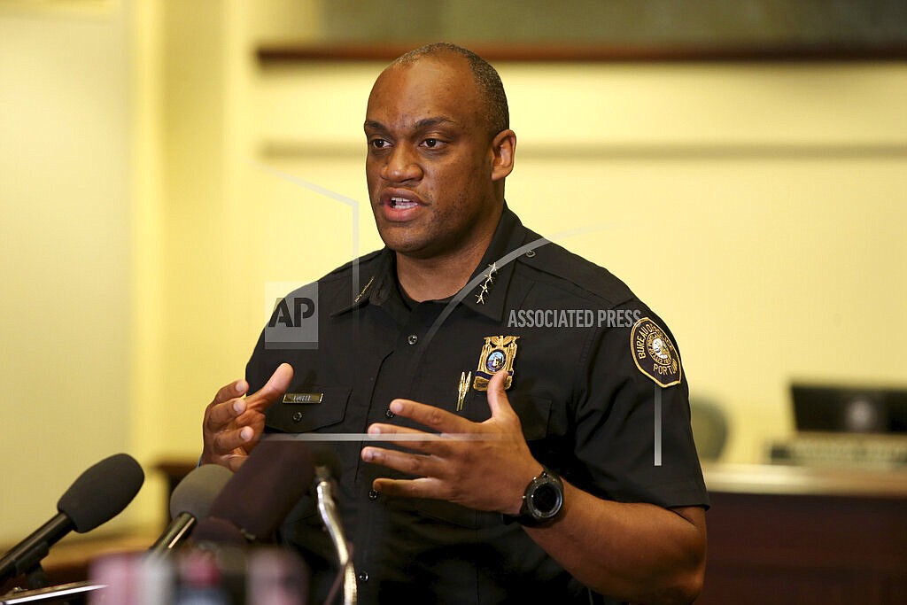 In this Aug. 30, 2020 file photo, Portland Police Chief Chuck Lovell speaks during a news conference. On Tuesday, June 22, 2021, Lovell and Portland Mayor Ted Wheeler announced that officers will no longer pull over vehicles for low-level violations where public safety isn't a concern. Wheeler said the change was due in part to the fact that Black drivers are pulled over in disproportionate numbers in the city. (Sean Meagher/The Oregonian via AP)