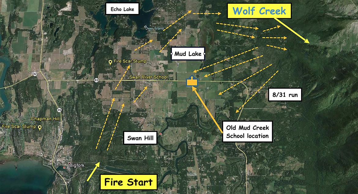 The 1921 Echo Lake fire began along the Swan River before moving up and over Swan Hill and into the Echo Lake, Mud Lake and Wolf Creek areas.