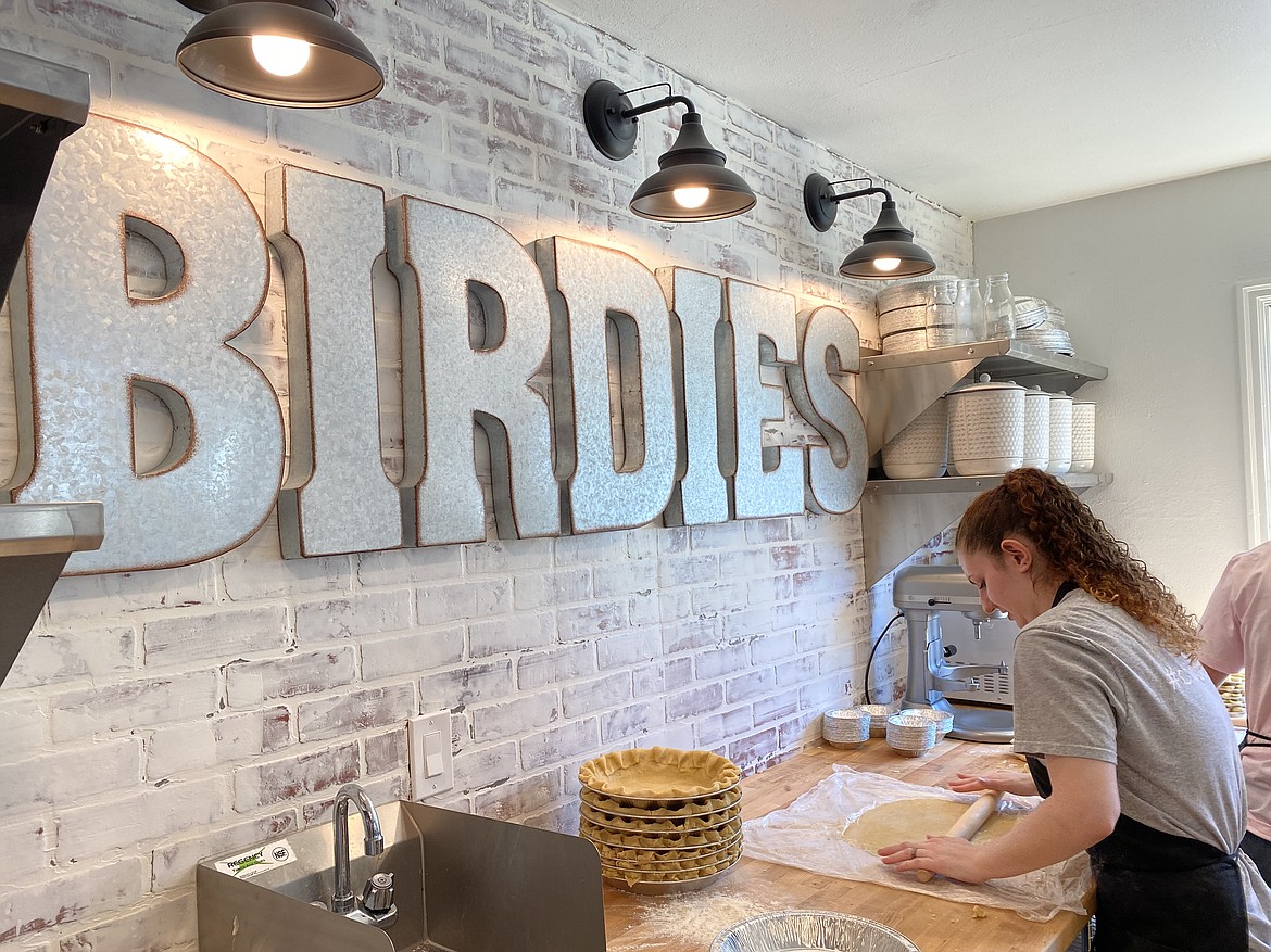 Birdie's Pie Shop bakery staff hard at work in the kitchen at the Hayden location. Their day usually begins at 7 a.m. to prepare for hungry customers. (MADISON HARDY/Press)