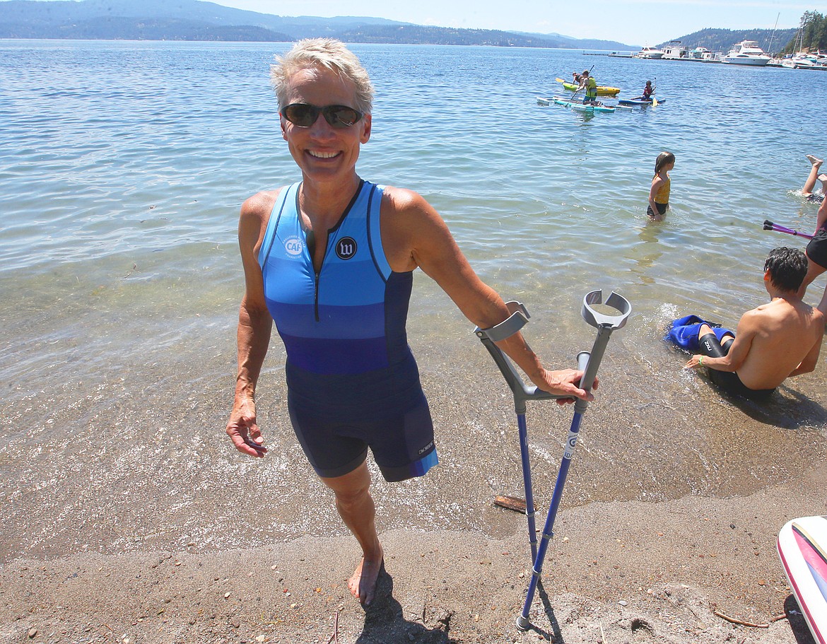 Becki Walters, who lost her leg to cancer at the age of 16, took part in the Challenged Athletes Foundation of Idaho’s first Community Day in Coeur d’Alene on Friday at Sanders Beach.