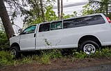 Van accidentally drives off Glacier National Park's Going-to-the-Sun Road, strikes tree