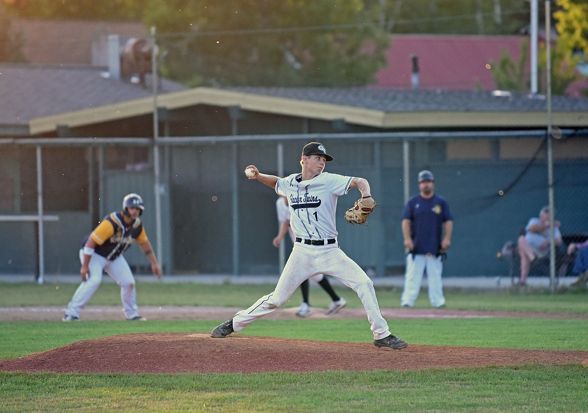 Glacier Twins' Stevyn Andrachick pitches in a game against Clark Fork Valley during the Ed Gallo Invitational on Friday in Whitefish. (Whitney England/Whitefish Pilot)